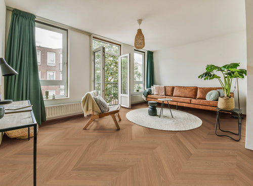Enia ARTIX Oak Amber Chevron – Click vinyl – sfeerbeeld – enia flooring