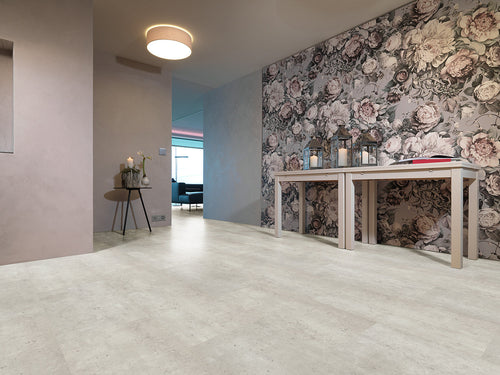 Enia ADORIA Travertine White – Click vinyl – sfeerbeeld – enia flooring