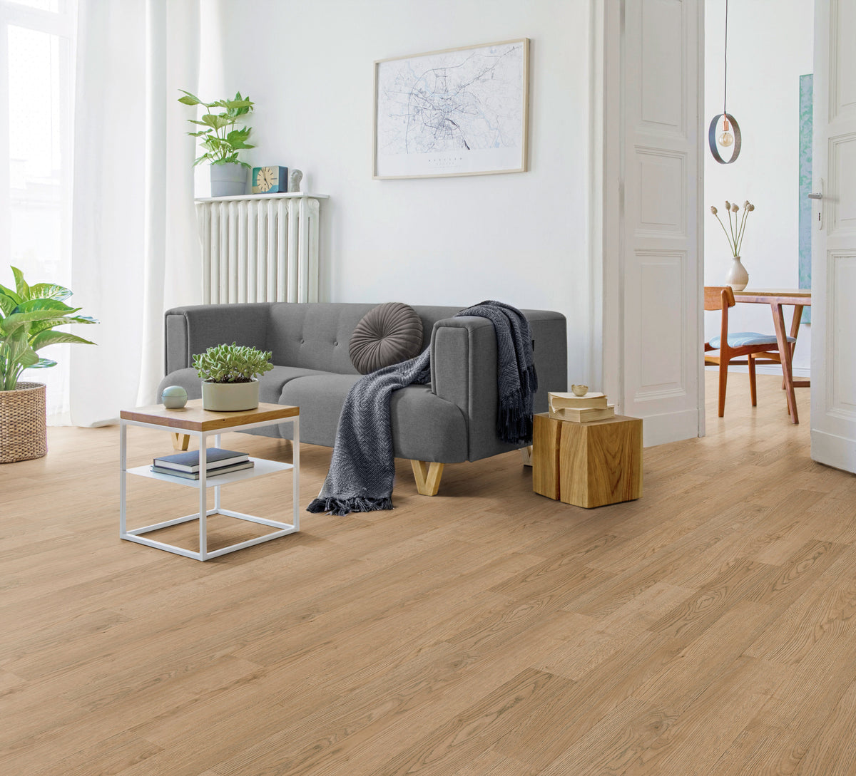 Enia JAZZ X Oak Fresh Korte plank – Dryback vinyl – sfeerbeeld – enia flooring