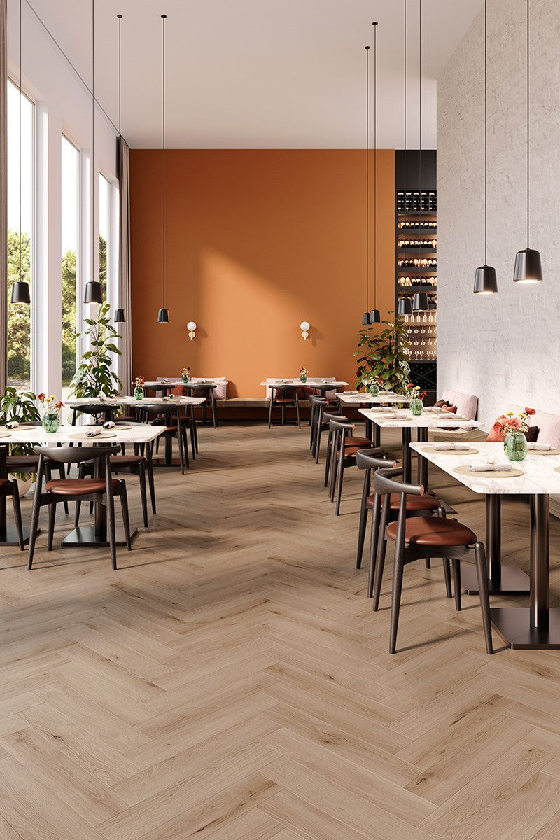 Lamett Parquetvinyl Mantaro Pecan Herringbone – sfeerbeeld van de fabrikant