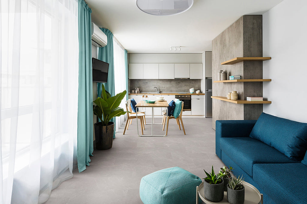 Lamett Parquetvinyl Caldera Marmo Grigio 615 x 1230 – sfeerbeeld van de fabrikant